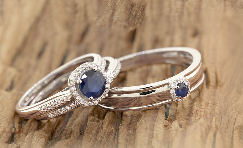 Sapphire trio ring set