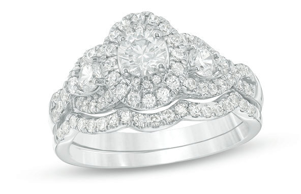 Zales three stone 1 and 1 sixteenth diamond engagement ring