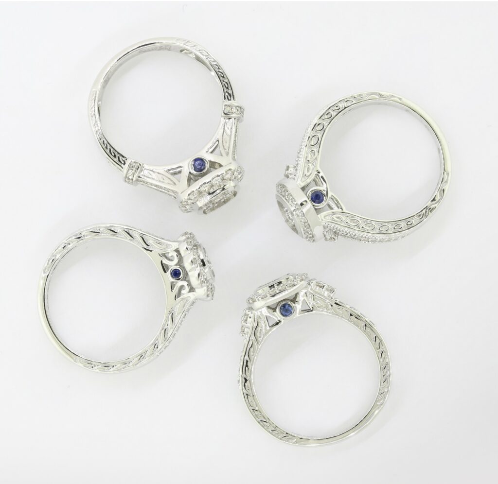 Blue Sapphire Ethereal connection Engagement Rings by My Trio Rings