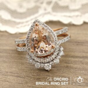 The Orchid Morganite Bridal Ring Set by My Trio Rings